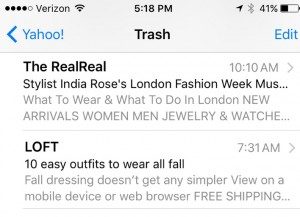 The RealReal and LOFT, two clothing retailers, use the pre-header to offer fashion tips, instead of pushing a sale. For The RealReal, it’s “What to Wear & What to Do in London.” For LOFT, it’s “Fall dressing doesn’t get any simpler.”